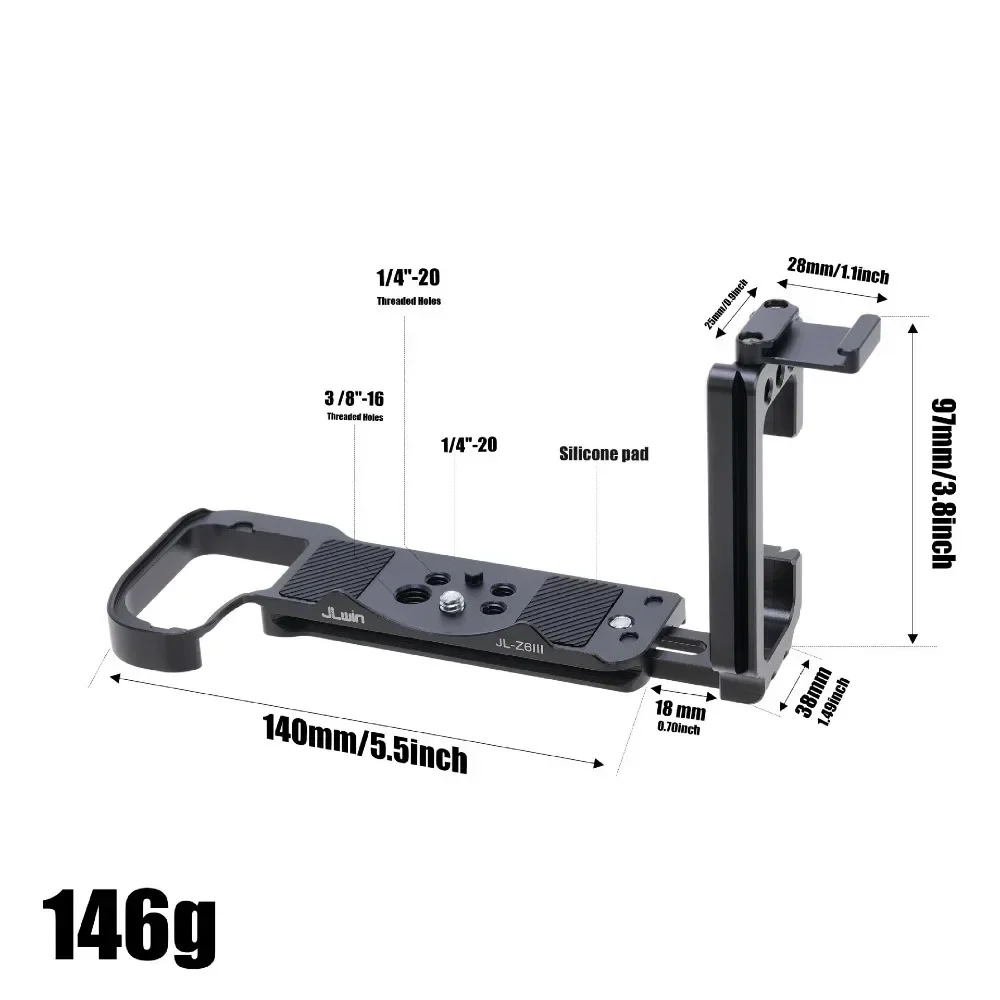 Z6iii ajustável vertical liberação rápida l placa/suporte aperto de mão hotshoe para câmera nikon z6iii