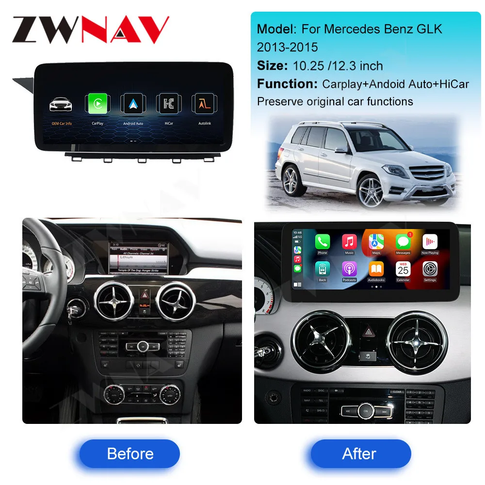 

For Mercedes Benz GLK X204 2013-2015 Linux System 10.25 12.3Inch Android Auto Wireless Carplay Car Multimedia Touch Screen Radio