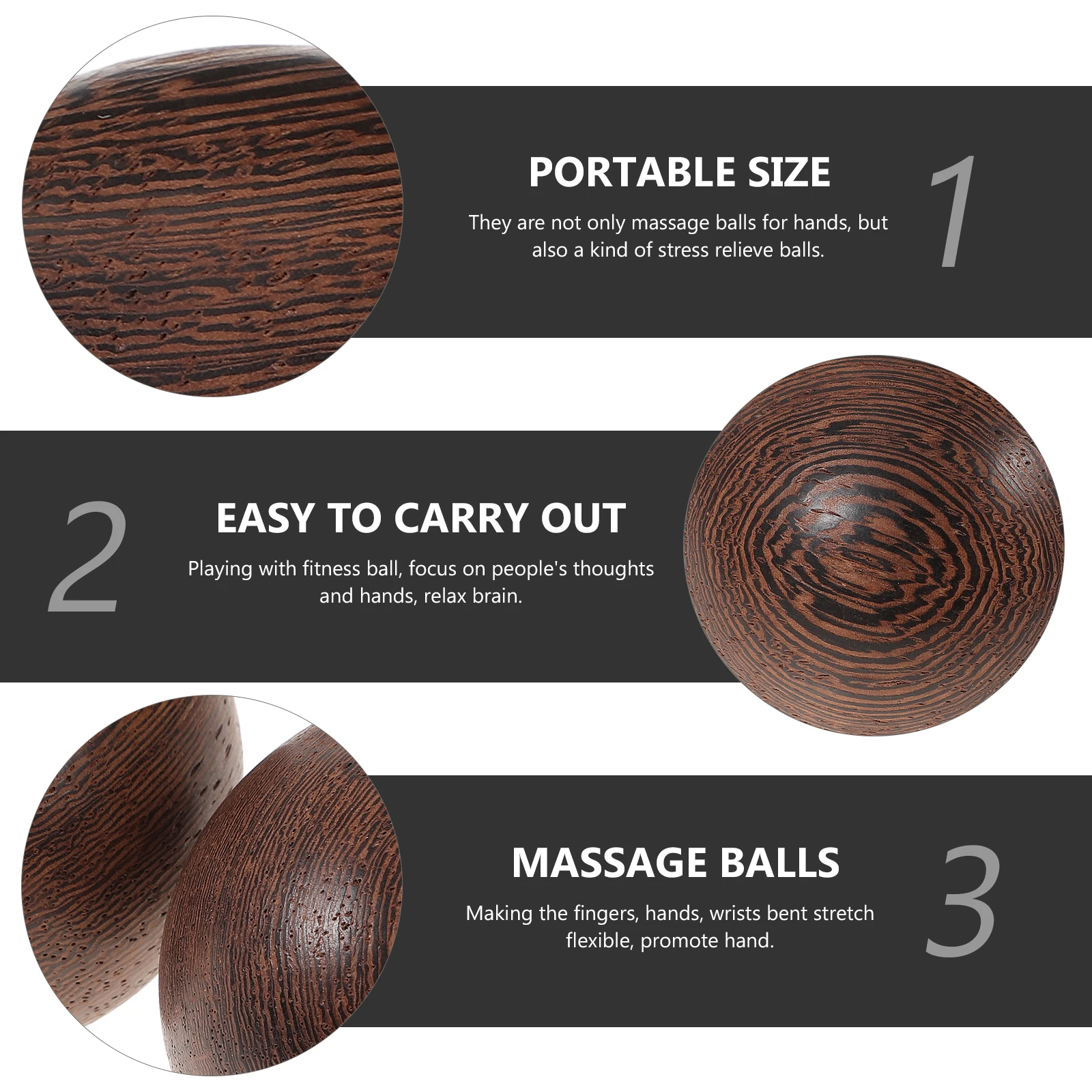

Natural Wood Massage Stress Relief Hand Exercise Wrist Strengthener Acupressure Grip Portable Fitness Handballs for Adults