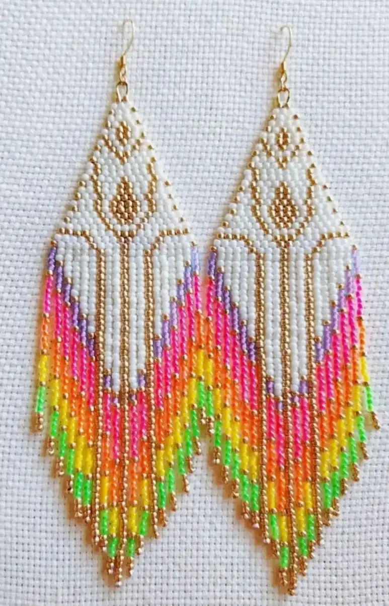 

2025 Handmade Boho Beaded Earrings Tassels Geometry Gradient Color Creativity Hand Weaving Bohemia Beaded Earrings forWomen