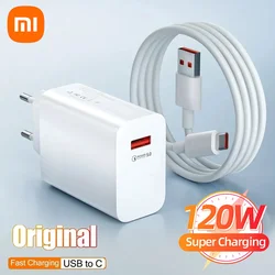 Xiaomi 120W USB Charger Fast Charging USB Type-C Cable For iPhone Huawei Samsung Quick Charge USB Phone Charger Adapter EU Plug