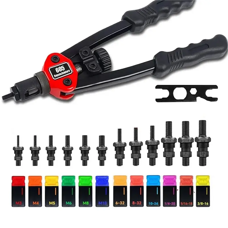 

【THANKSGIVING DAY】BT-605 Manual Riveting Tool Alloy Steel Double Handle Riveting Nut Tool+ 12 Tool Sets Household Head