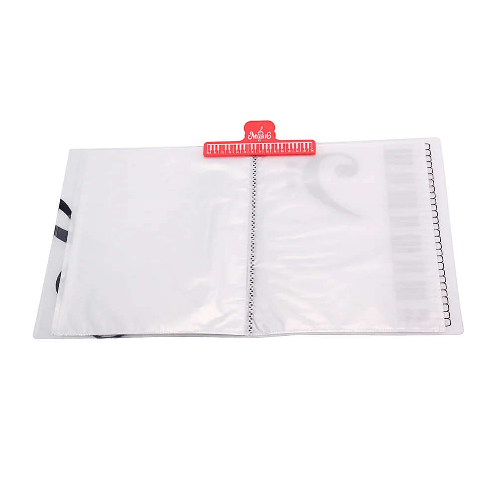 

A4 Size 40-Page Red Clip Music Book Folder Skidproof Transparent Pockets Concave Surface Reduces Reflection Ideal for Sheet