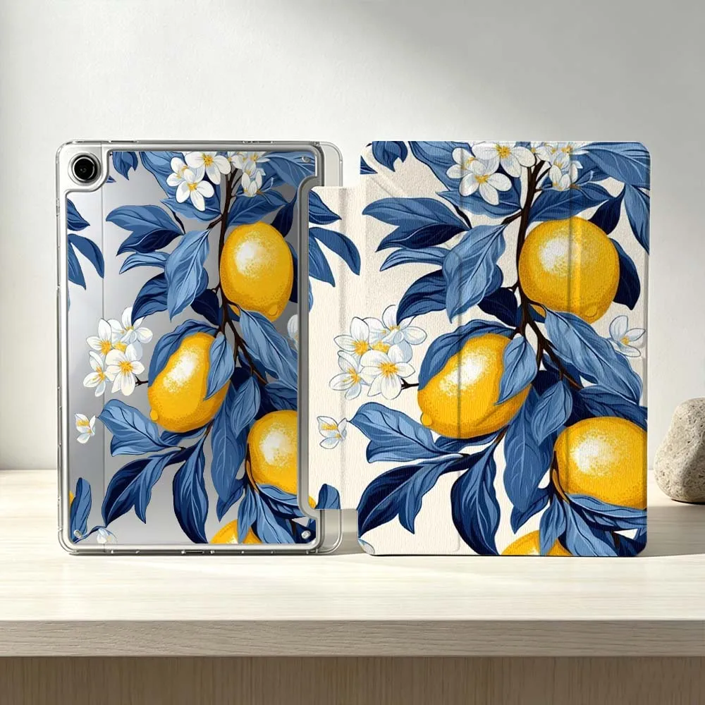 Artistic Yellow Lemon Flower For Samsung Galaxy Tab S10 S9 S8 S7 S6 A11 A10 A9 FE Plus Lite Foldable 3Y Tablet Case Soft
