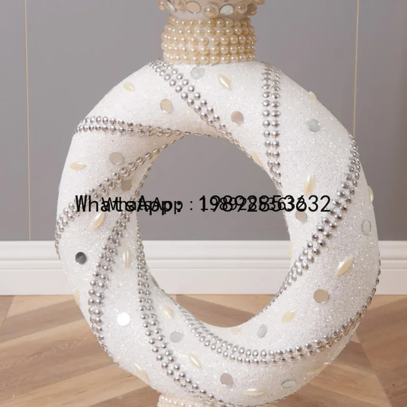 Simple European Style Beaded Flower Pot Stool Nail Table Jewelry Stand Hotel Homestay Living Room Vase Base Ornament