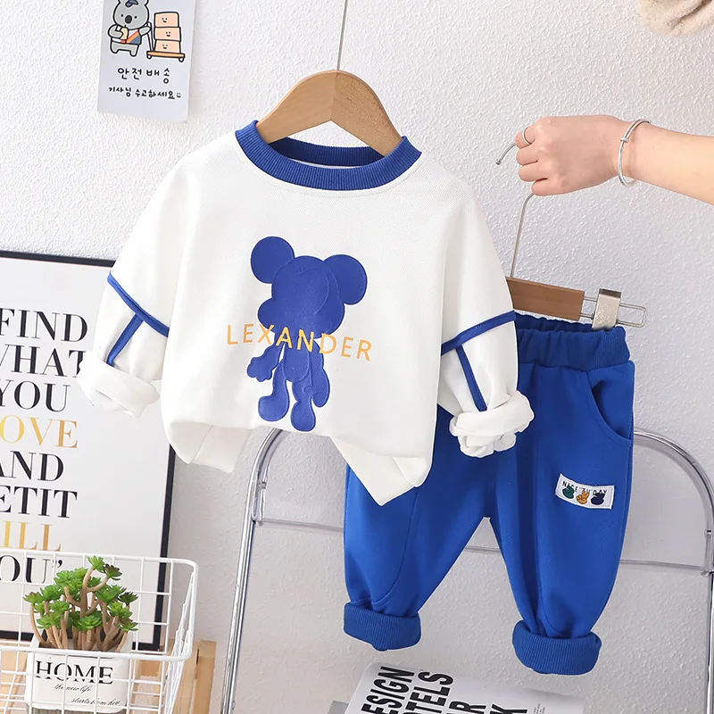 

Baby Boys Clothing Sets Spring Autumn Cartoon Mouse Pullover Tops Pants 2Pc Suit For Kids Children Cotton Clothes Casual Outfits