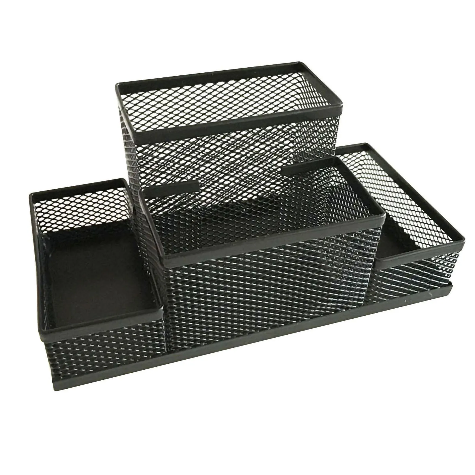 

Mesh Pencil Holder 4 Compartments Mesh Pencil Holder Large Capacity Multifunctional Black Desk Organizers for Office School Home