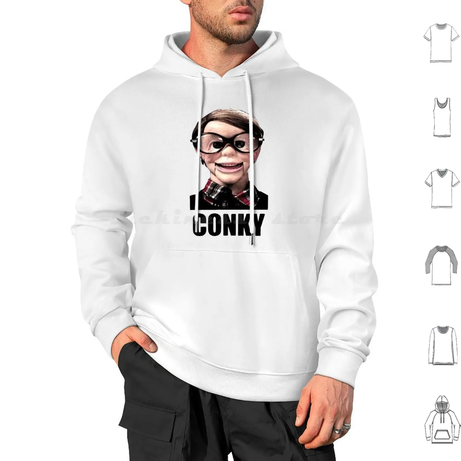 Conky ( Black ) Hoodies Long Sleeve Conky Bubbles Puppet Boys Creepy Funny Stupid Disgusting Aesthetic Cottontotebag