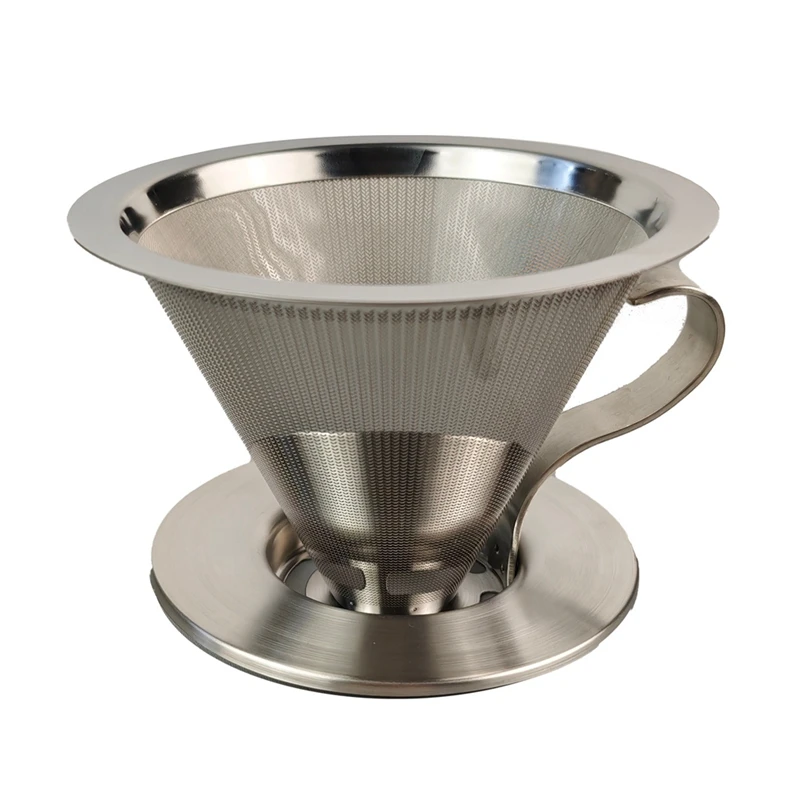 Stainless Steel Coffee Dripper Handle Coffee Filter with Base Paperless Filter Coffee Filter Tea Filter-A21R
