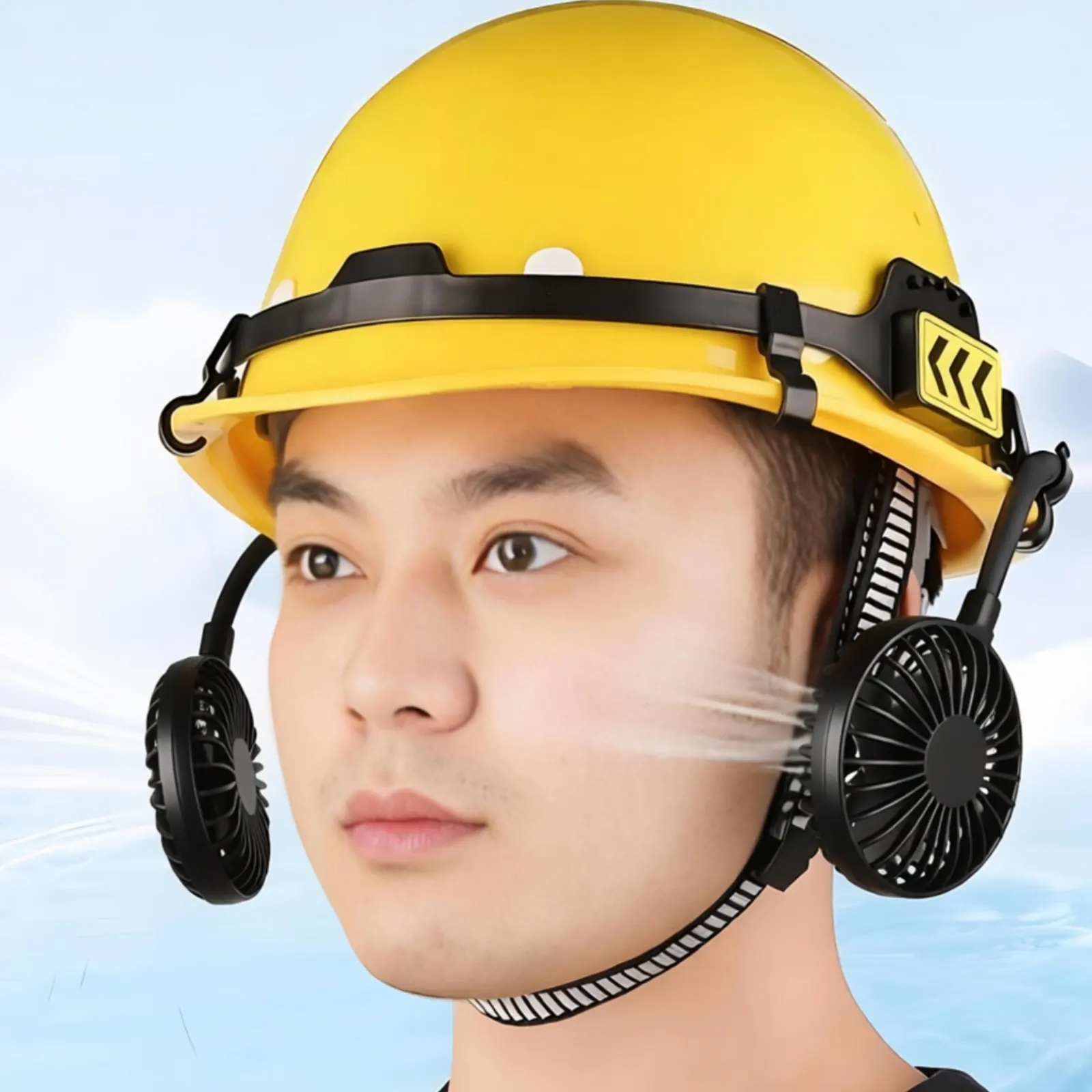 ハードハットファン保護ハードハットサンシェードヘルメットバイザーファン通気性冷却ヘルメットバイザー強力な空気循環