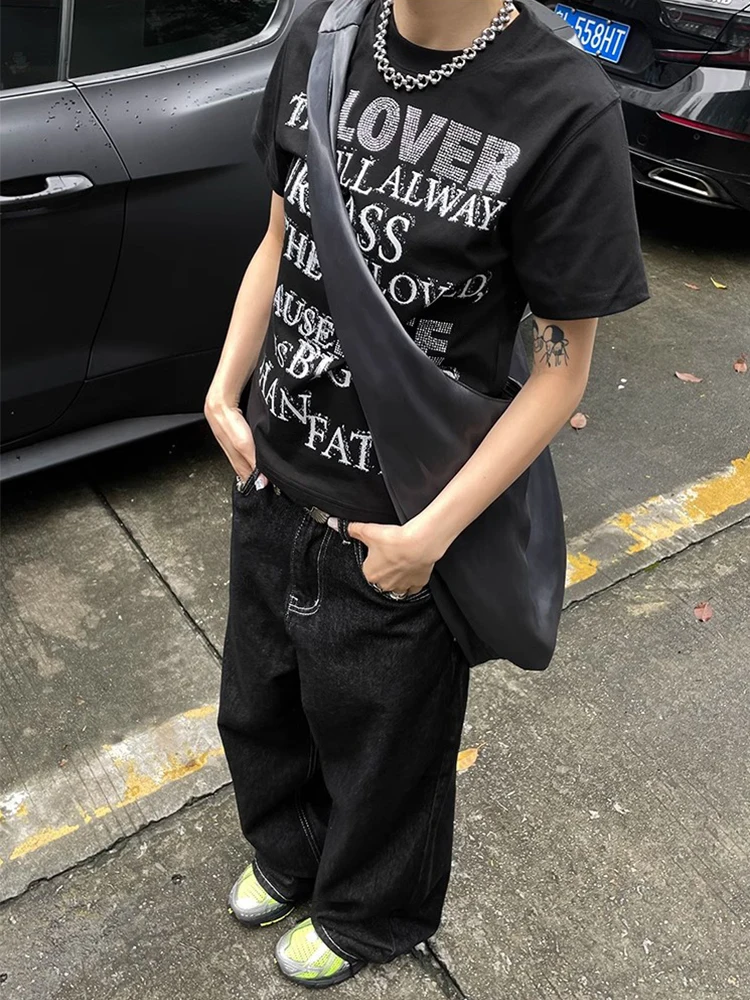 

Black Embroidered Retro Wide Leg Jeans Women's High Waist Straight Jeans Pants 2025 Winter Fashion Streetwear