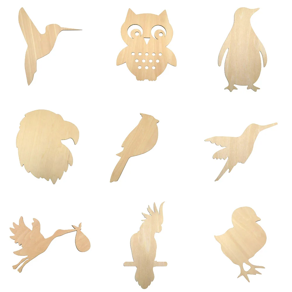 2-8inch Unfinished Wooden Blank Birds Theme Wood Cutouts Birds Shapes For DIY Craft Embellishments Wedding Party Decor