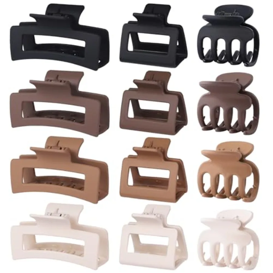 Hair clips for women: matte brown claw clips small/medium/large for thin, thick, curly hairstrong hold, non-slip, stylish gift-