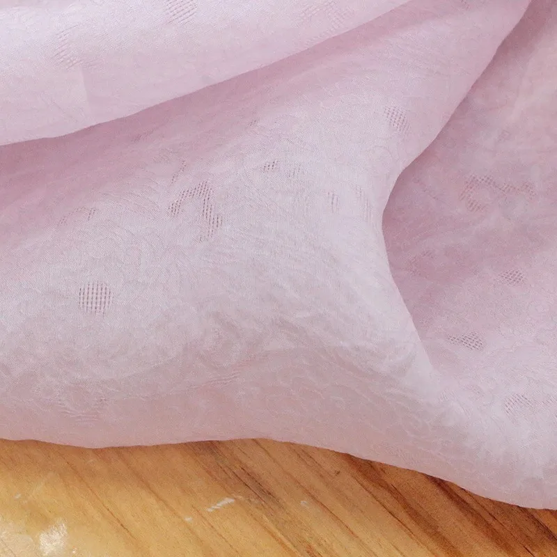 Dirty powder jacquard satin fabric dirt-dyed Chinese-style Hanfu dress by a clothing designer