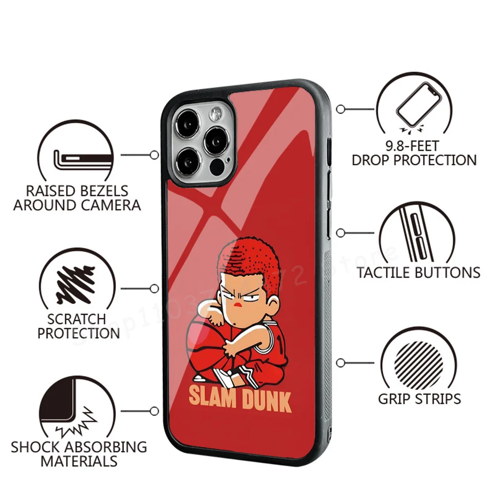 Anime SLAM DUNK Phone Case Strong Magnetic For IPhone 15 14 13 Pro Max Alex Mirror For Magsafe Wireless Charging Cover