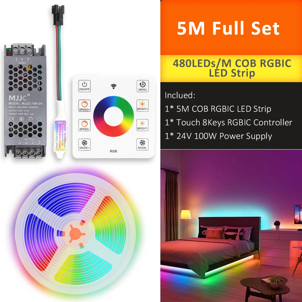 WS2811 COB RGBIC LED Strip DC24V 5M 10M 20M 30M RGB IC Paard Stromend water Stromende Lichten Tape Diode Lint Kamer Decoratie Lamp