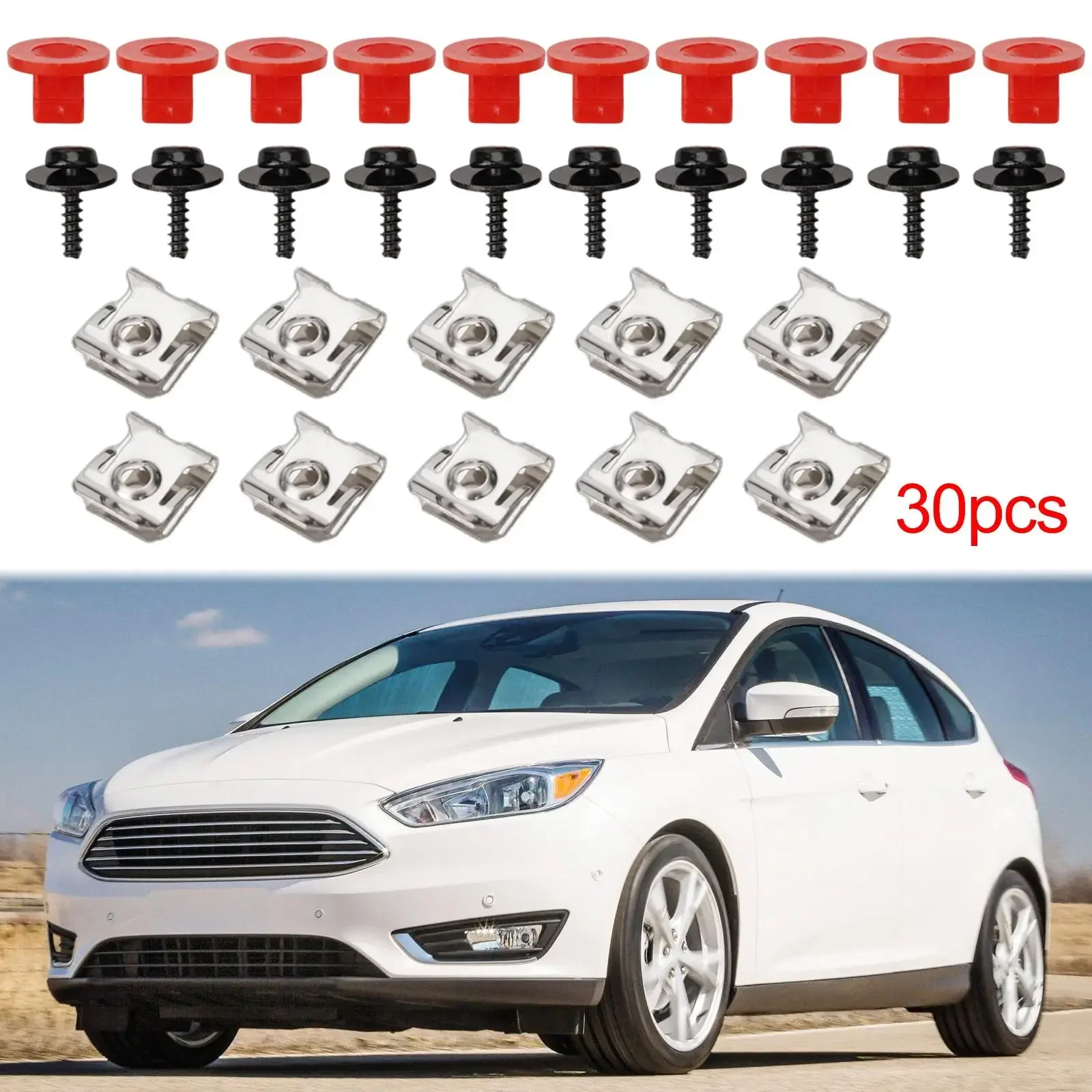 10Sets T30 Engine Splash Shield Guard Undertray Cover Screws Bolt Nut For Ford Clip Door Trim Panel Rivet Car Supplies