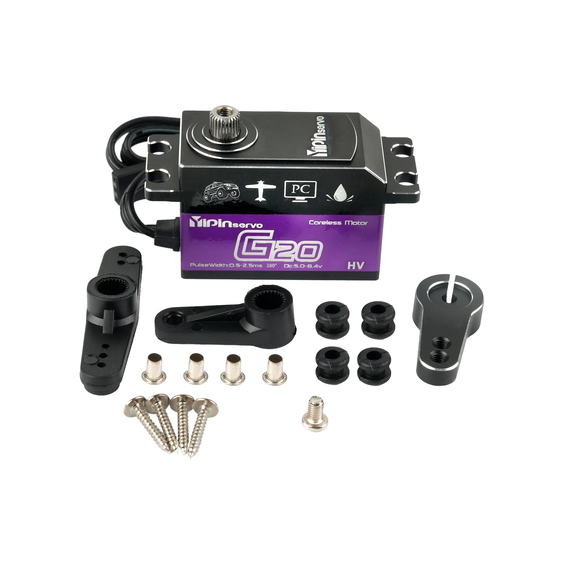 G20 20KG Servo Digital compacto engranaje de acero Motor Sin Núcleo 180 270 rotación de 360 grados para proyectos de brazo de Robot de coche RC