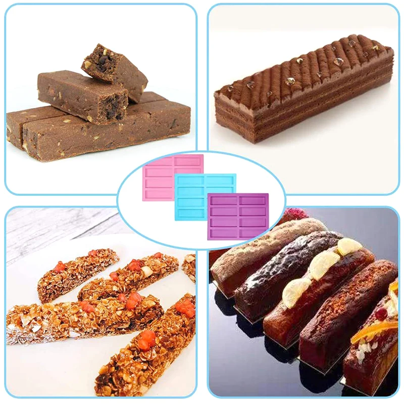 8 Cavity Rectangular Chocolate Cake Silicone Mould DIY Soap Ice Cube Energy Bar Mold DIY Kitchen Baking Mould Decoration Tools