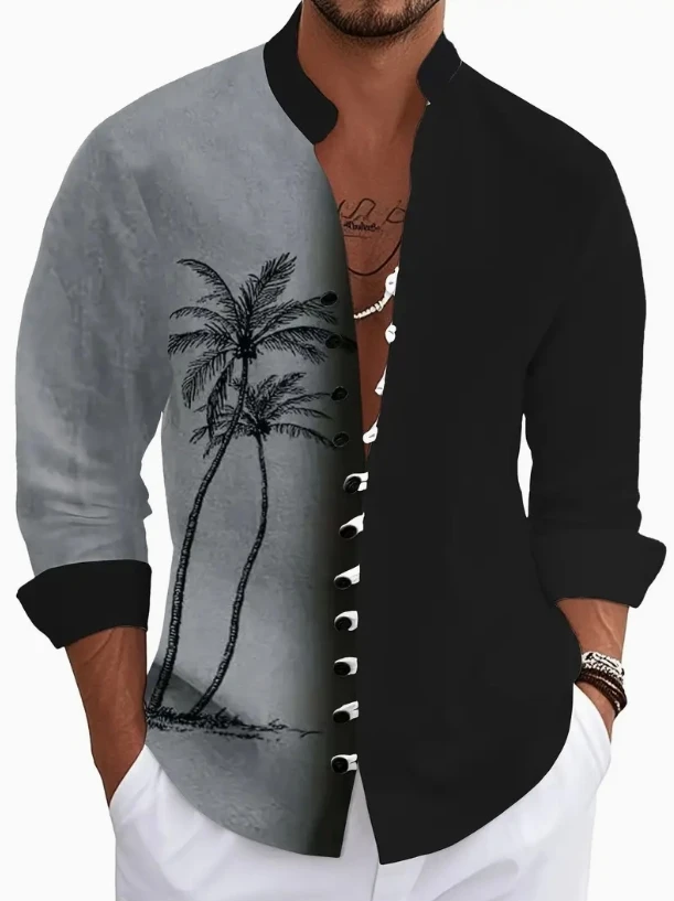 قميص رجالي كتان بأكمام طويلة قميص يومي غير رسمي للرجال للتسوق في الهواء الطلق فضفاض كبير الحجم S-5XL نسيج مريح #2