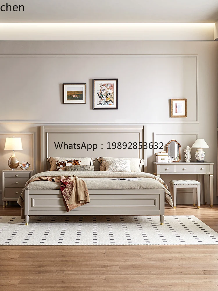 light luxury solid wood bed 1.8 meters retro master bedroom double bed modern simple 1.5  medieval secondqueen