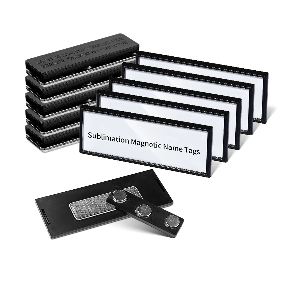 

20 Pcs Heat Sublimation Blank Magnetic Nameplate For DIY Logo Printing Wholesale Magnetic Office Name Badge