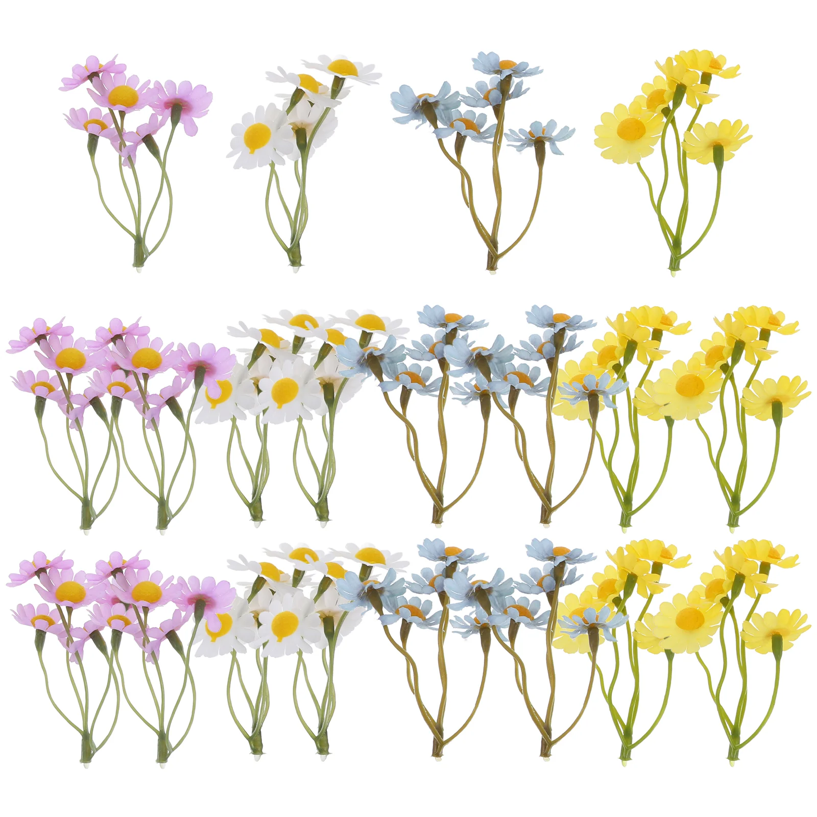 

20 Pcs Artificial Flower Plant Wildflowers Stems Dining Table Fake Bouquet Plastic Small Faux Summer