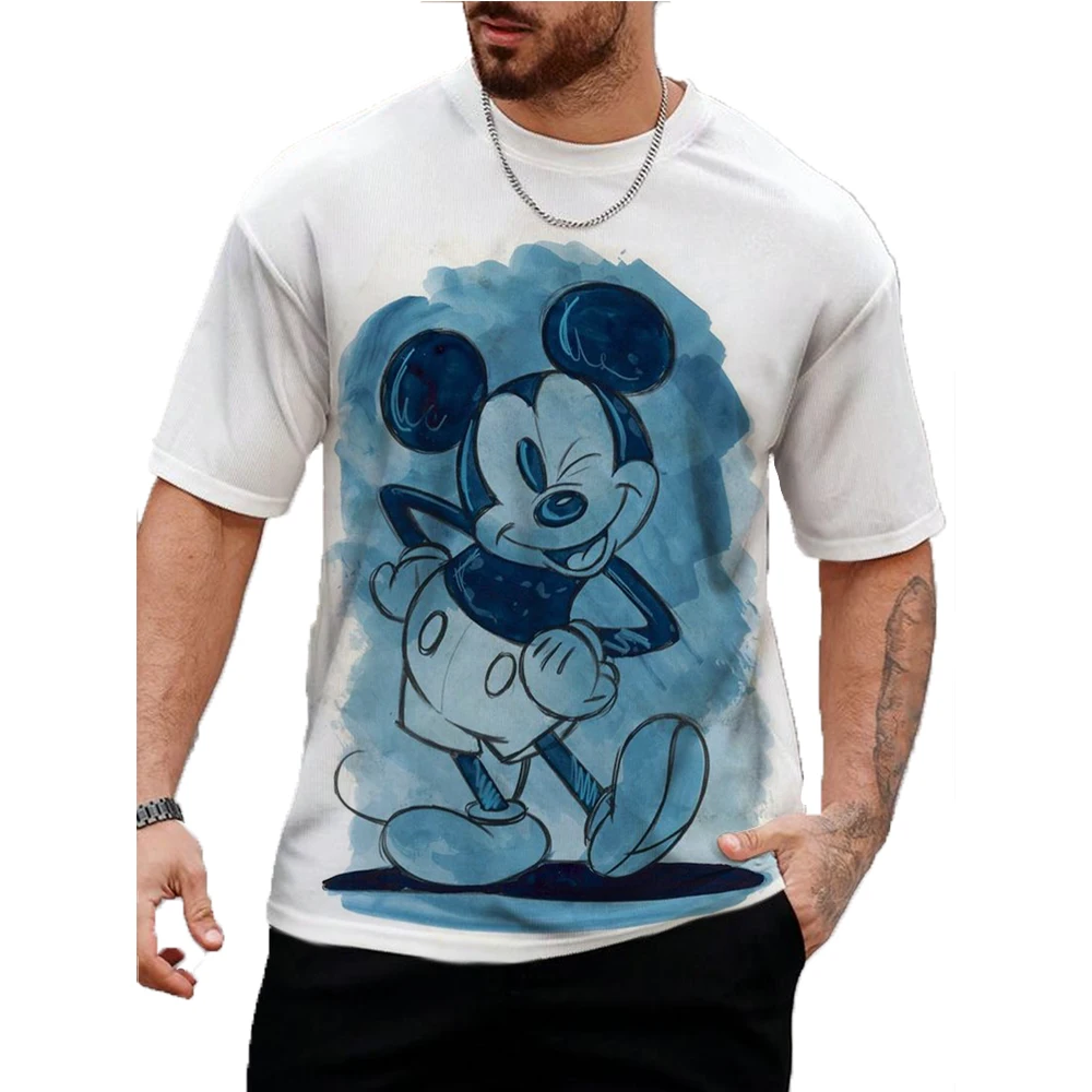 Men Disney Mickey Mouse Print T-Shirt Summer Men's Street Fashion Casual Sports Loose O Neck Quick Dry Short Sleeve Clothing Kid image 4