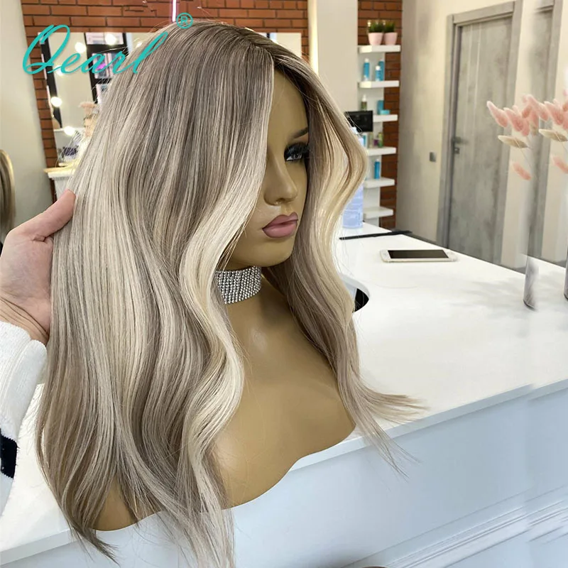 

Ash Blonde Human Hair Lace Frontal Wigs Loose Natural Wave All Full Lace Wig for Women HD Transparent 13x6 Pre Plucked Qearl