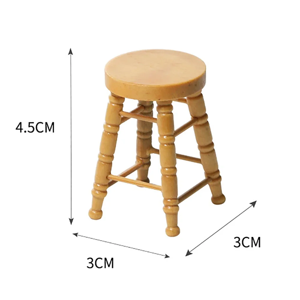 1/12 Dollhouse Miniature Wooden Stool Model Mini Chair Furniture Toys for Doll House Accessories Decoration