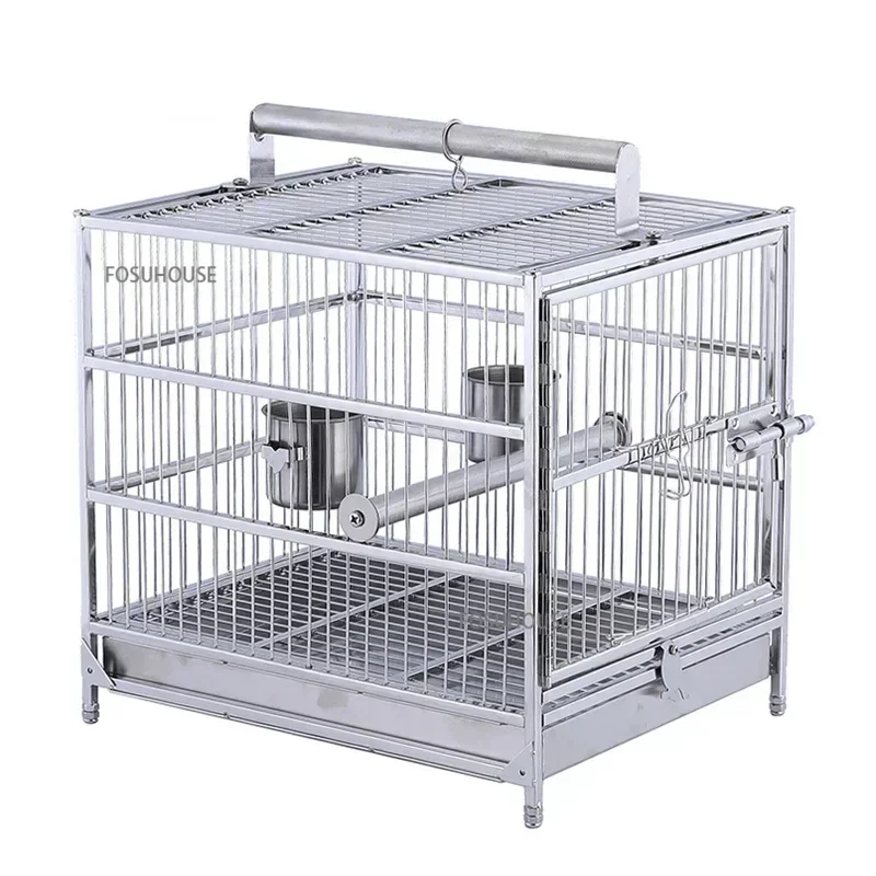 304 Stainless Steel Bird Cage Breeding Bird Nest Small Parrot Cage Portable Outing Budgie Cockatiel Starling Special Bird Cage M