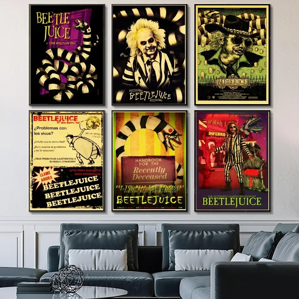 H-Horror Film Beetlejuice Retro Poster Paper Print Home Living Room Bedroom Entrance Bar Cafe Art Painting Decoration