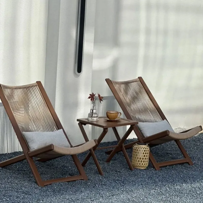 Recliner outdoor balcony courtyard leisure backrest rattan chair B & B folding table and chair