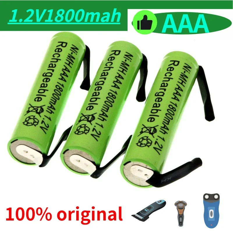 New Ni-Mh 1.2 V AAA Battery, 1800mah, with Solder Pads for Philips Braun Electric Shaver, Razor and Toothbrush