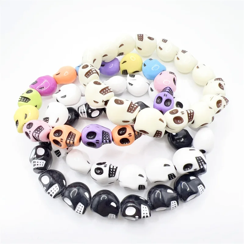 4 Pcs/set Multicolor Fashion Gothic Skull-shaped Beaded Bracelets for Women Men Parties Sexy Daily Wear Jewelry Gifts