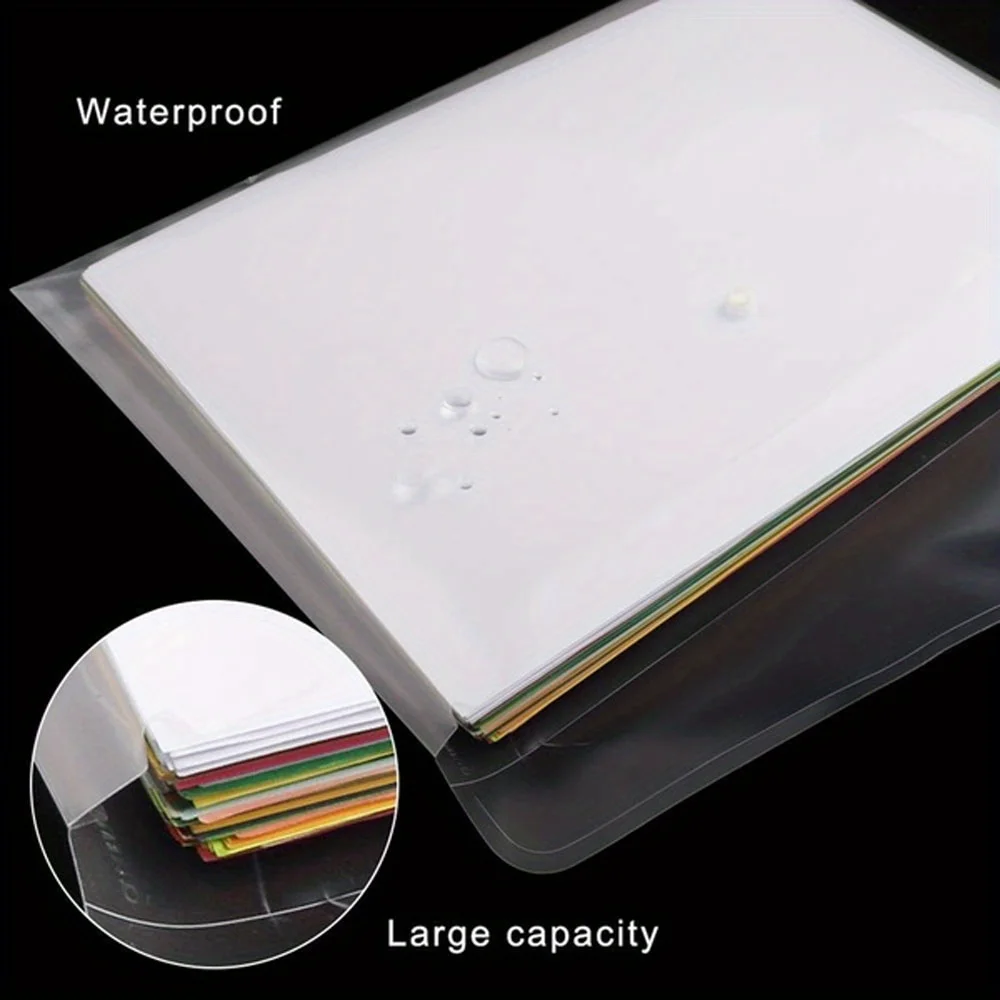15pcs/set Transparent Plastic A5/A4 Folders File Bag Teacher Storage Office Tools Water Resistant File Holder Filing Envelope