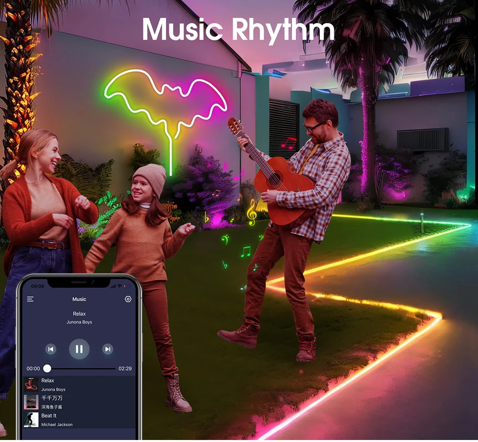 5M/16.4FT USB LED Light Neon Strip WS2812B RGBIC DC5V Rope Lights Neon Tape Chasing Effect Room Wall Decor Neon Sign