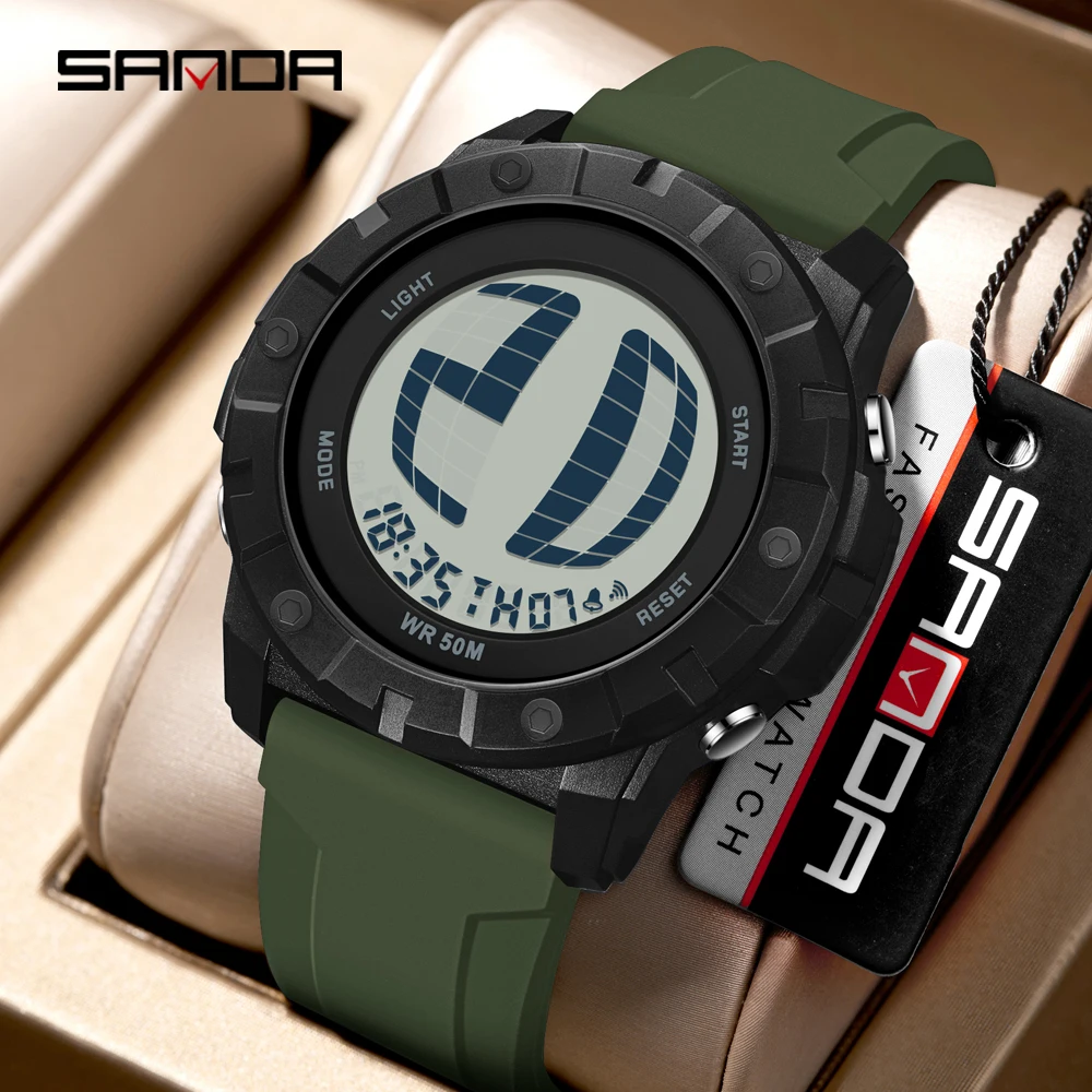 

SANDA Новые 2209, модные студенческие электронные часы с большим циферблатом, водонепроницаемые светодиодные студенческие цифровые электронные часы 2026