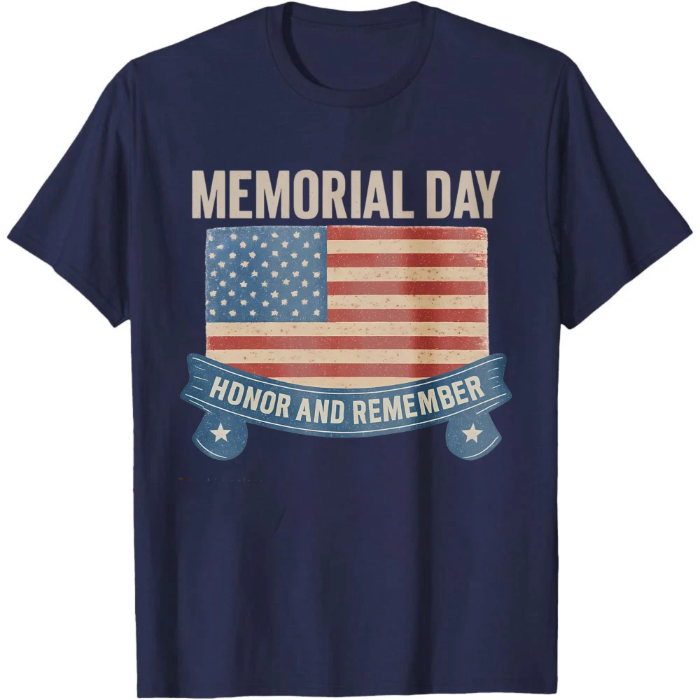 Memorial Day Tribute T-Shirt Neck Short-sleeved Men T Shirt Nostalgia Oversized Tops Harajuku Graphic Casual Tees Shirts