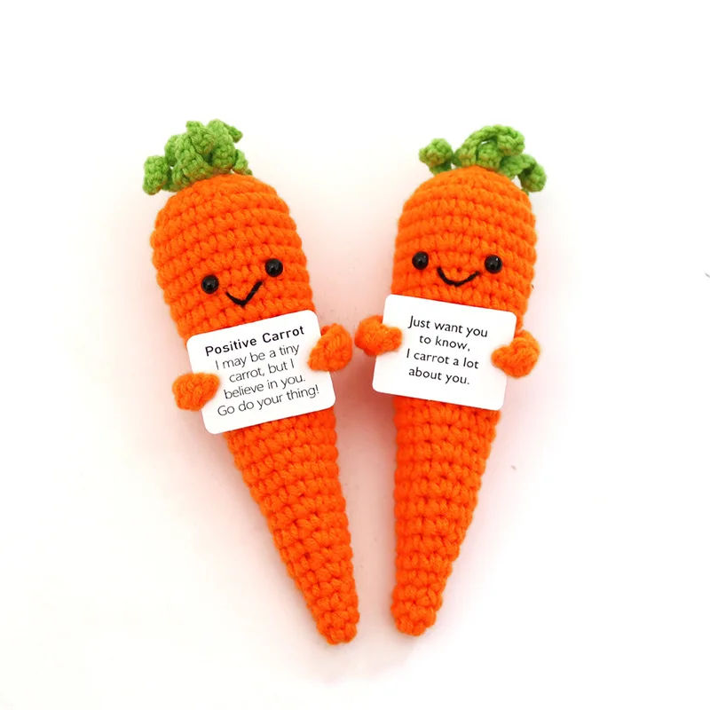 Fertige handgehäkelte Avocado-Wolle, Topfpflanze, Poo, Karotte, Cartoon-Puppe, englische Karte