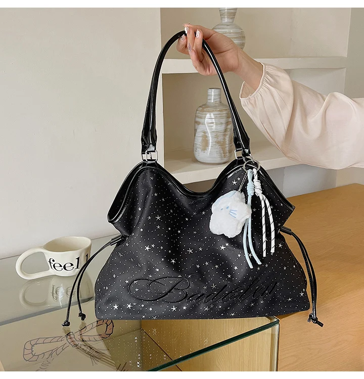 Y2k Fashion Letter Printing Pattern Shoulder Bag for Women 2026 Sweet Girls Vintage Casual Tote Bag Handbags Large Capacity Bag