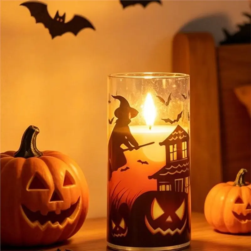 [NEW!A47U】 Halloween For Spooky Decor Waterproof Flameless LED Pillar Candle With Timer Remote For Pumpkins
