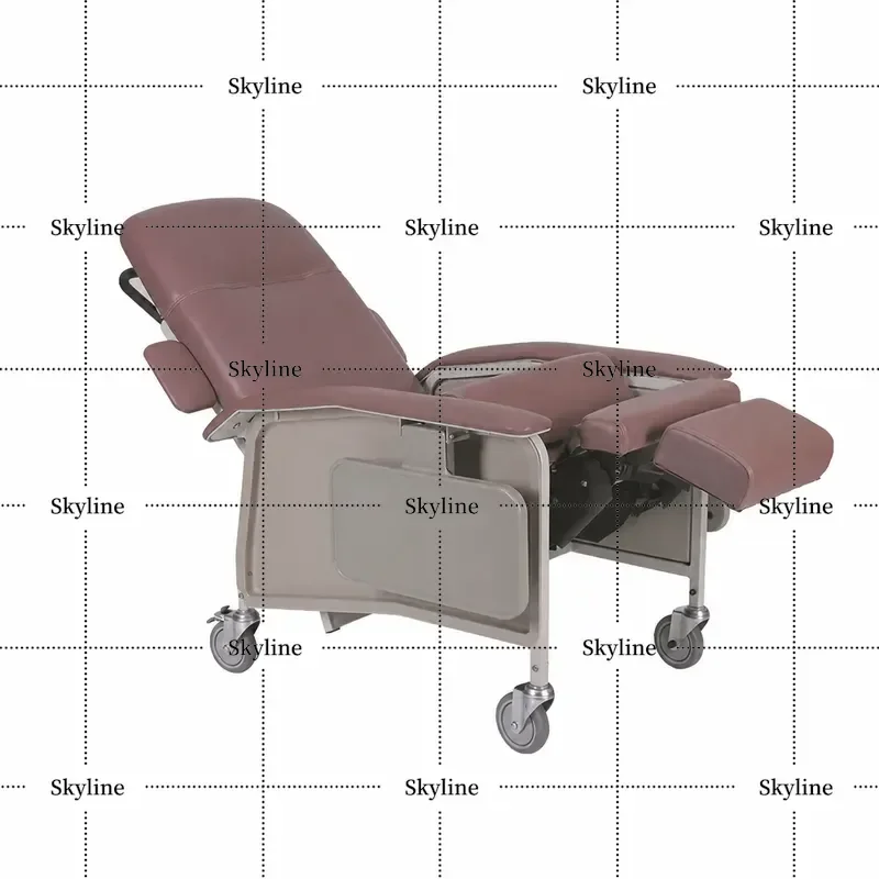 for US Market Multifunctional Elderly Chair Leather Movable Reclining Care Dining Nursing Chair with Pedals