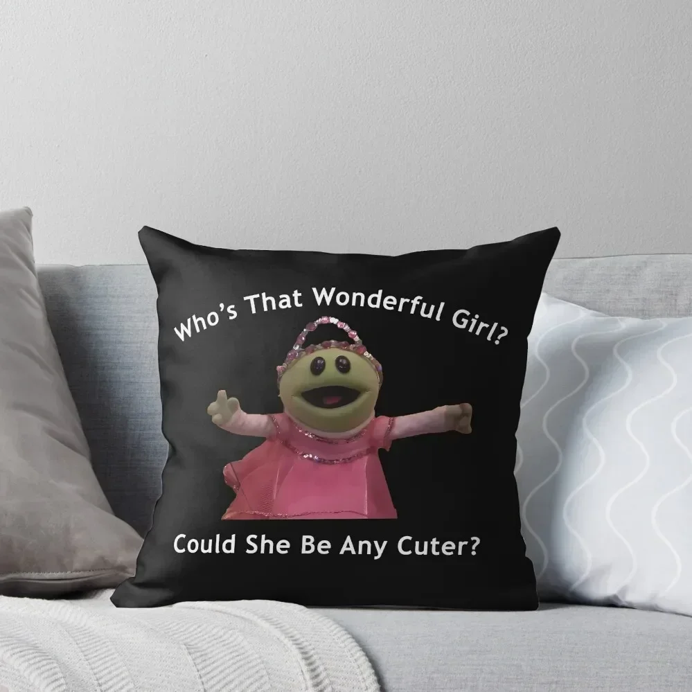 Vintage Nanalan Who's That Wonderful Could She Be Any Cuter? Nanalan Meme Peepo Cartoon 2 Throw Pillow