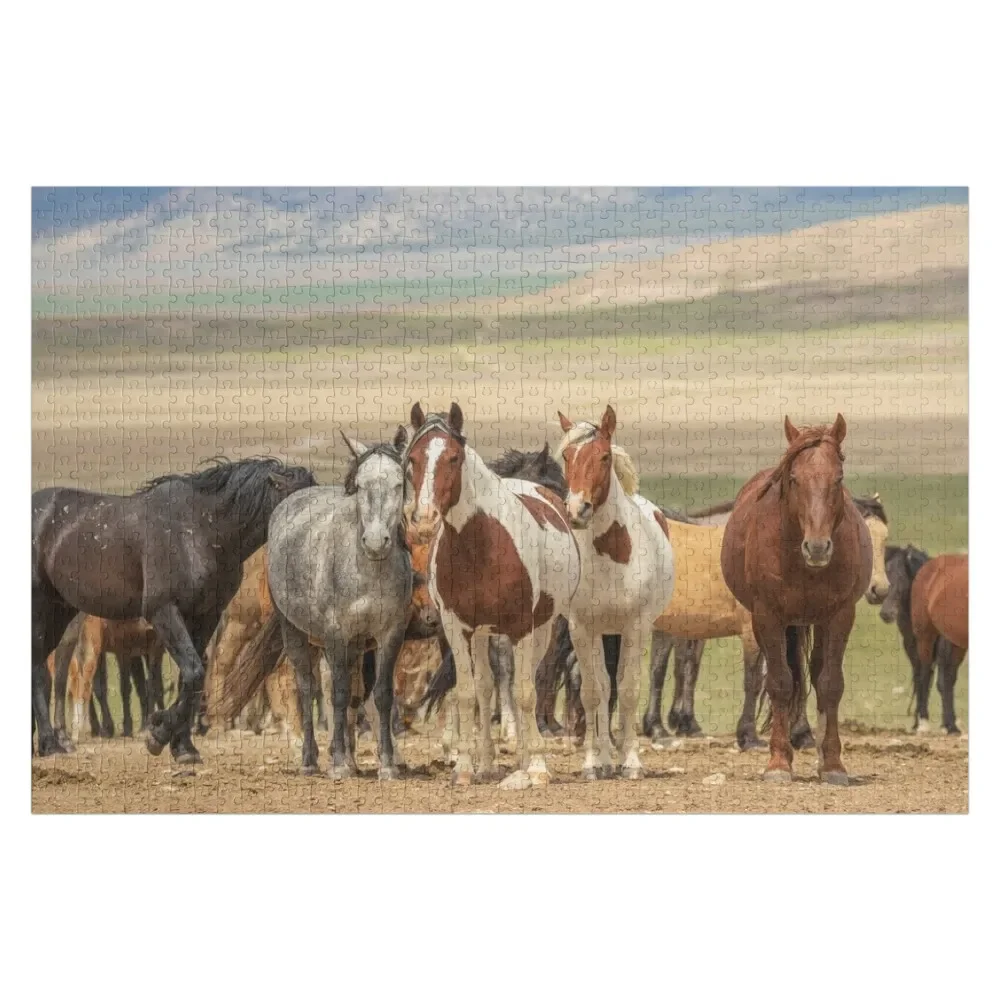 Puzzle en bois personnalisé avec photo d'animaux, chevaux dans la nature, image personnalisée, bébé