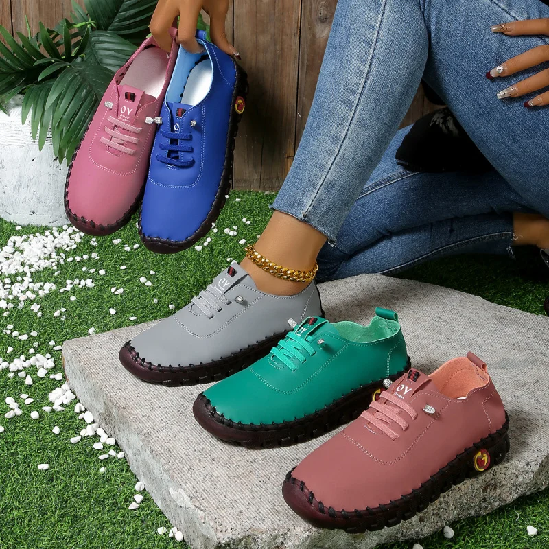 

2025 Autumn Women's Casual Walking Shoes, Soft Non-Slip Rubber Sole Comfort Grandma Shoes, Handmade Stitching Anti-Skid Flats