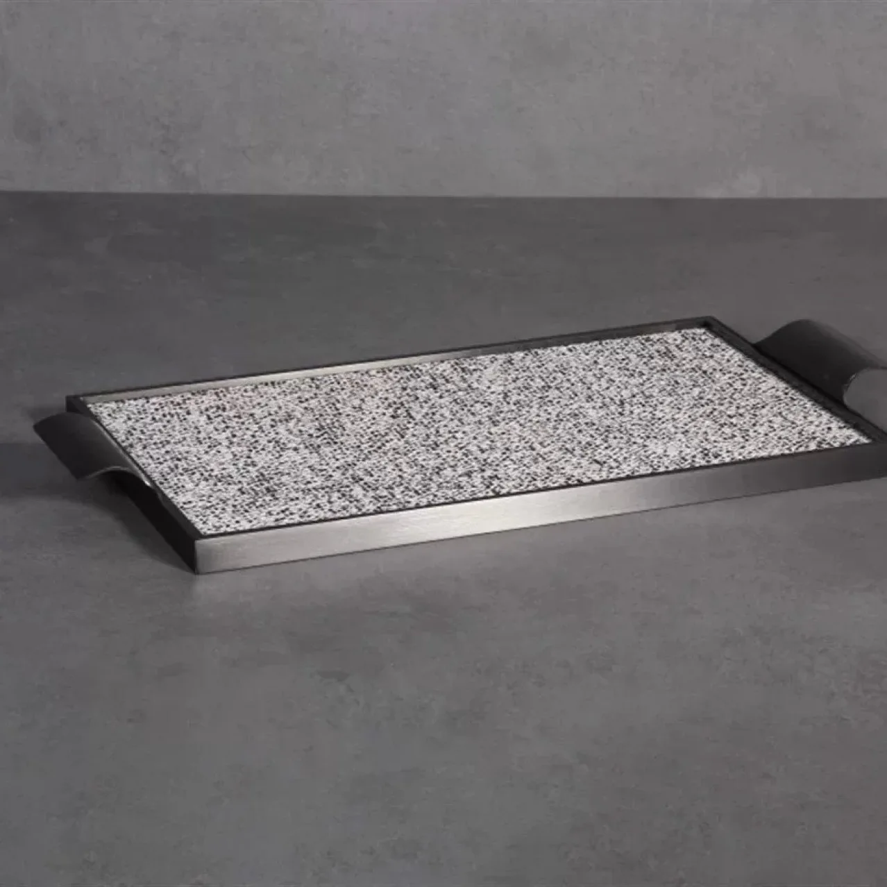 Light luxury model room sales office living room coffee table ornament metal slate horsehair tray soft decoration jewelry storag