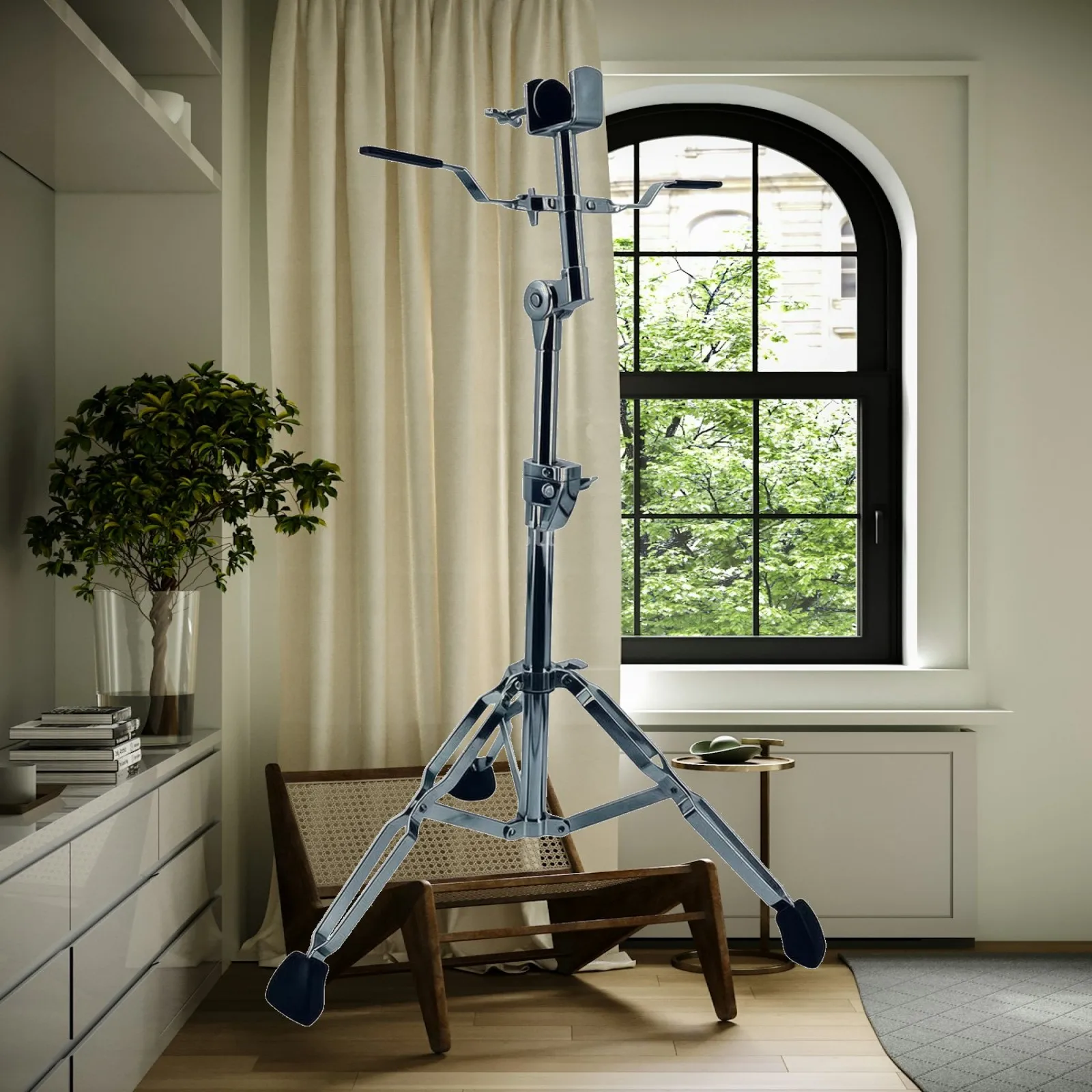 Heavy Duty Percussion Bongo Stand with Adjustable Angle Holder and Secure Tripod Legs