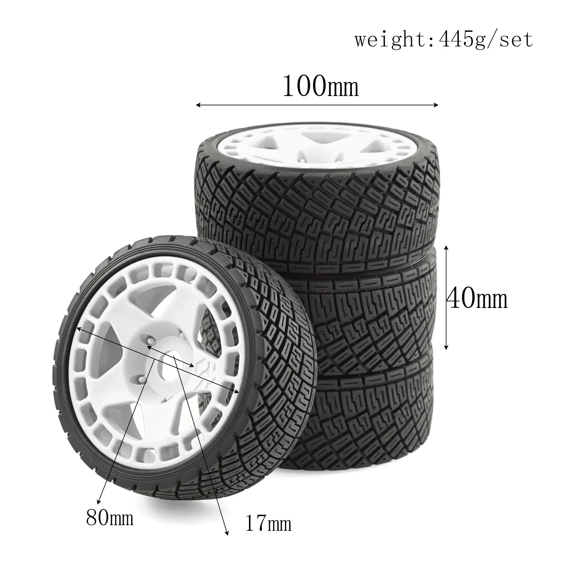 4pcs 100mm 1/7 1/8 RC Rally Off-Road Buggy Tires Wheel 17mm Hex for ARRMA Traxxas Redcat Team Losi Kyosho HPI WR8 HSP RC Car