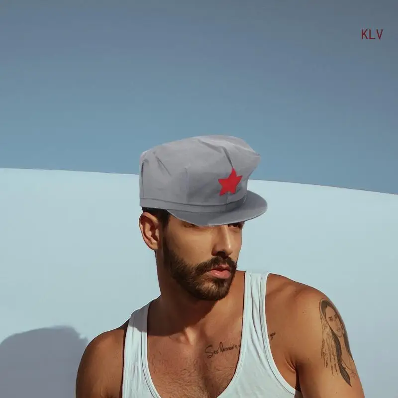 중국 해방군 모자 다섯개 별 배지가 있는 육군 모자 팔각형 모자 6XDA